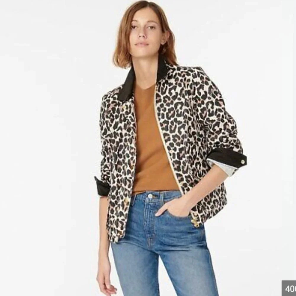 NWT J. Crew Barn Jacket in Leopard Size XS